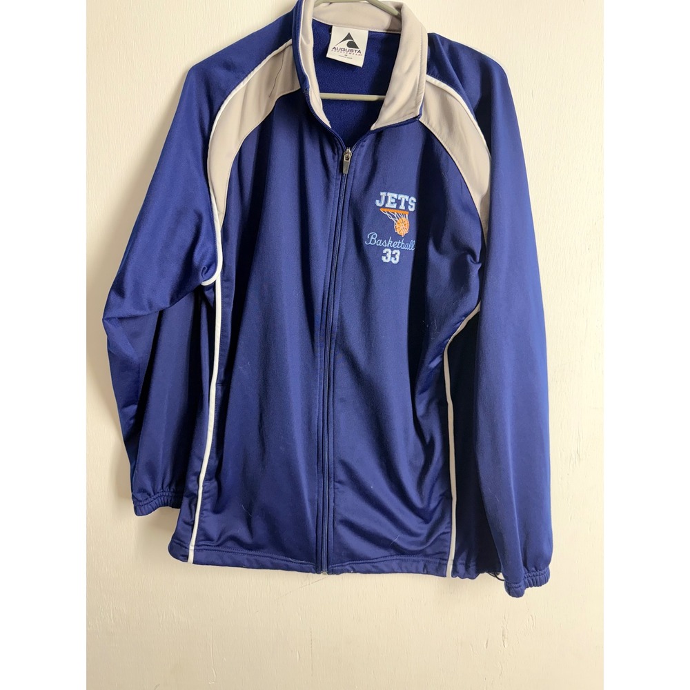 Augusta Sportswear Mens Royal Blue Jets Basketball 33 Track Jacket Size Medium